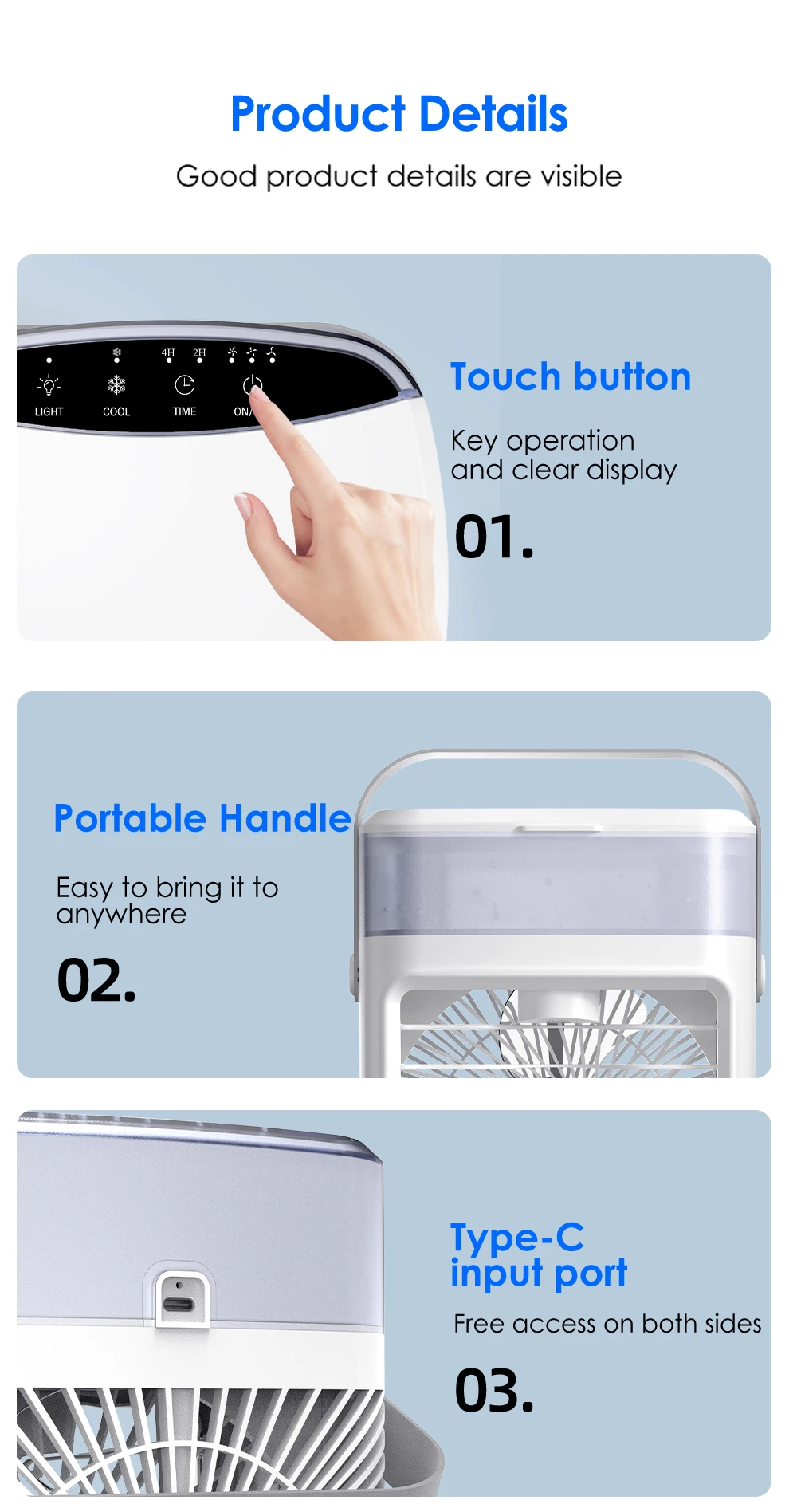 Portable Air Conditioner, Battery, Plastic - detail 12