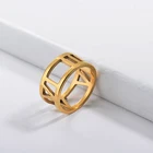 Stainless Steel Wedding Ring BAOYAN Wholesale Stainless Steel Women Wedding 18K Gold Plated Roman Ring