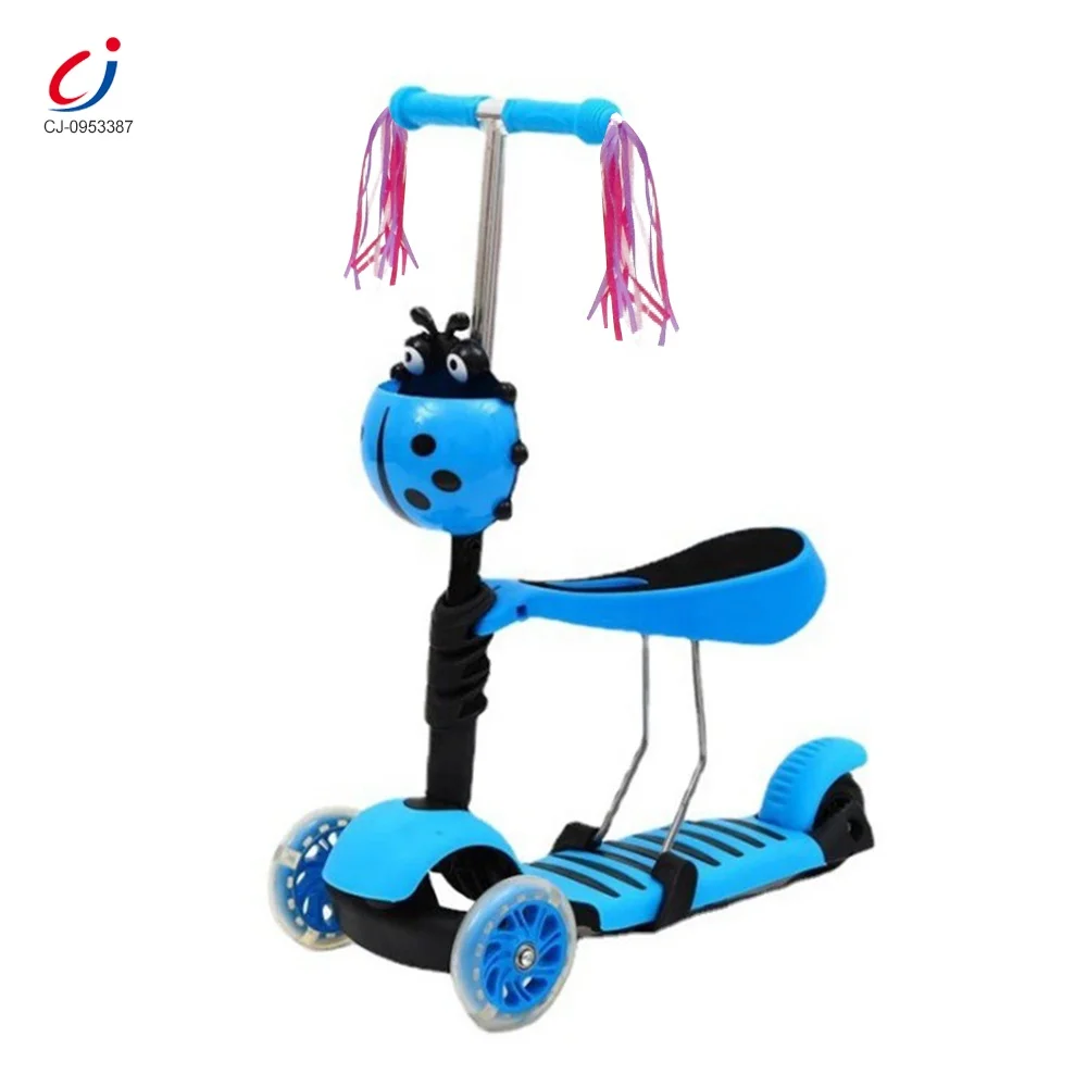 Chengji 2023 high quality three modes ride on flash big tyres educational kids scooter 3 wheel children for sale