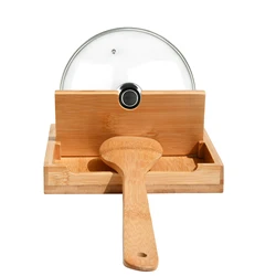 Wood Organizer Spoon Holder Kitchen Utensils Rest For Counter Stove Top Pot Lid With Drip Pad Ladle Spatula Tongs Forks