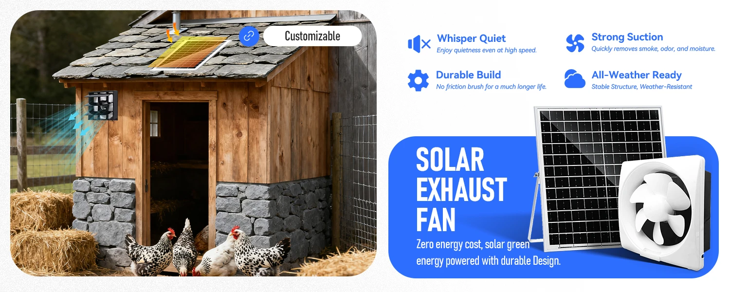 Solar Powered Exhaust Fan, Plastic, Wall, 12V, Axial - detail 6