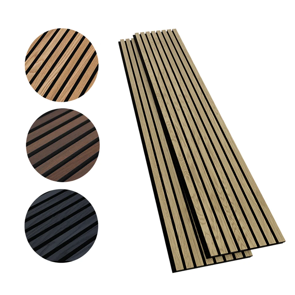 Good Quality Absorbable Noise Sound Proof Padding Wall Office Partition Wooden Slat Black Acoustic Panel