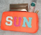 Pouch Glitter Cosmetic Makeup Bag Large Nylon Pouch Toiletry Cosmetic Pouch Makeup Bag With Glitter Varsity Letter