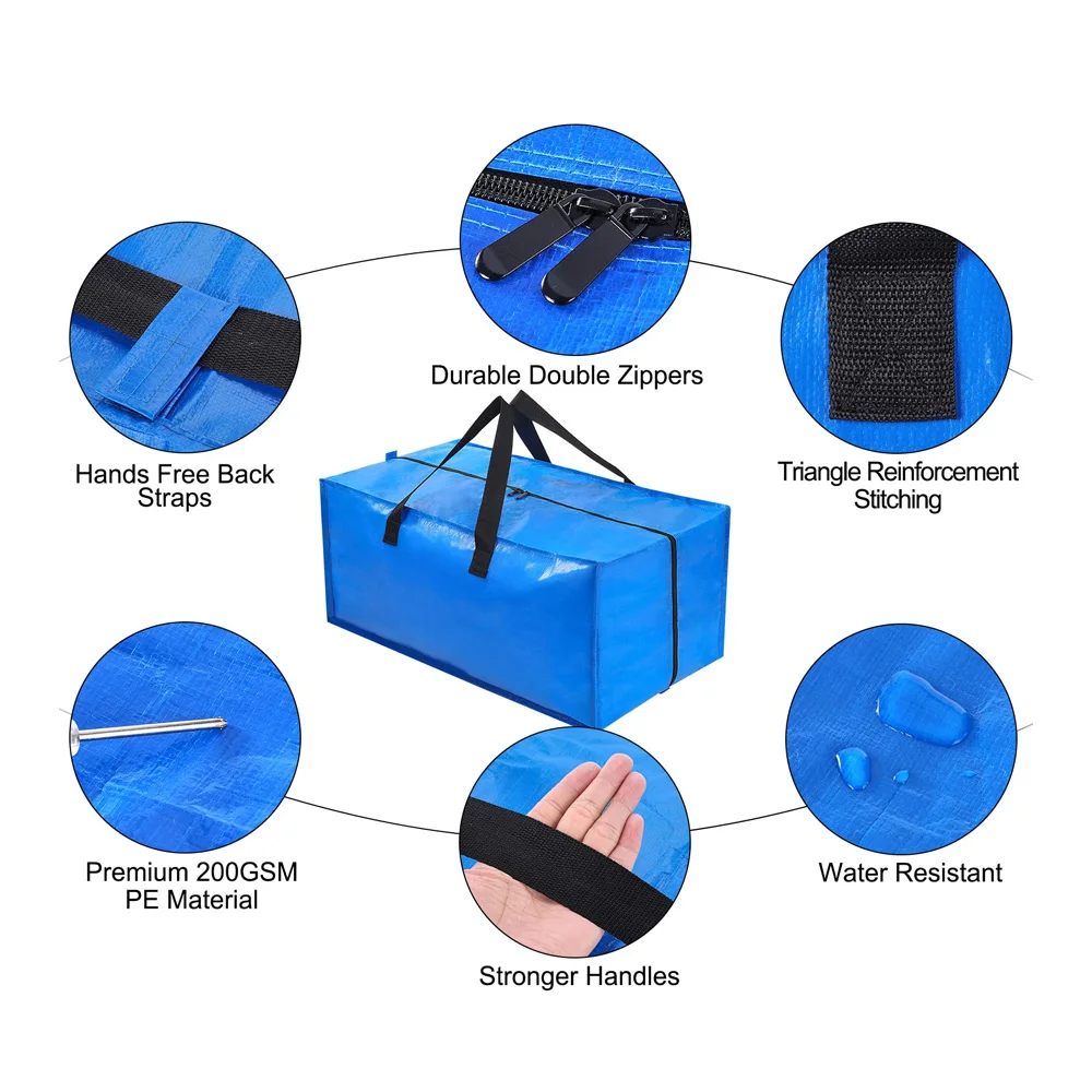 Wholesale Large Capacity Moving Travel Bag with Zipper Handle Custom Storage PP PE for Shopping for Travel details
