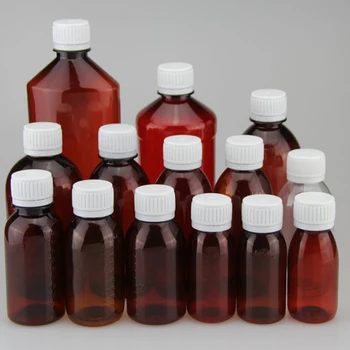 5oz 150ml PET Lean Plastic Amber Bottles Empty Pet Medicine Liquid Cough Syrup Bottle Oral liquid Bottles