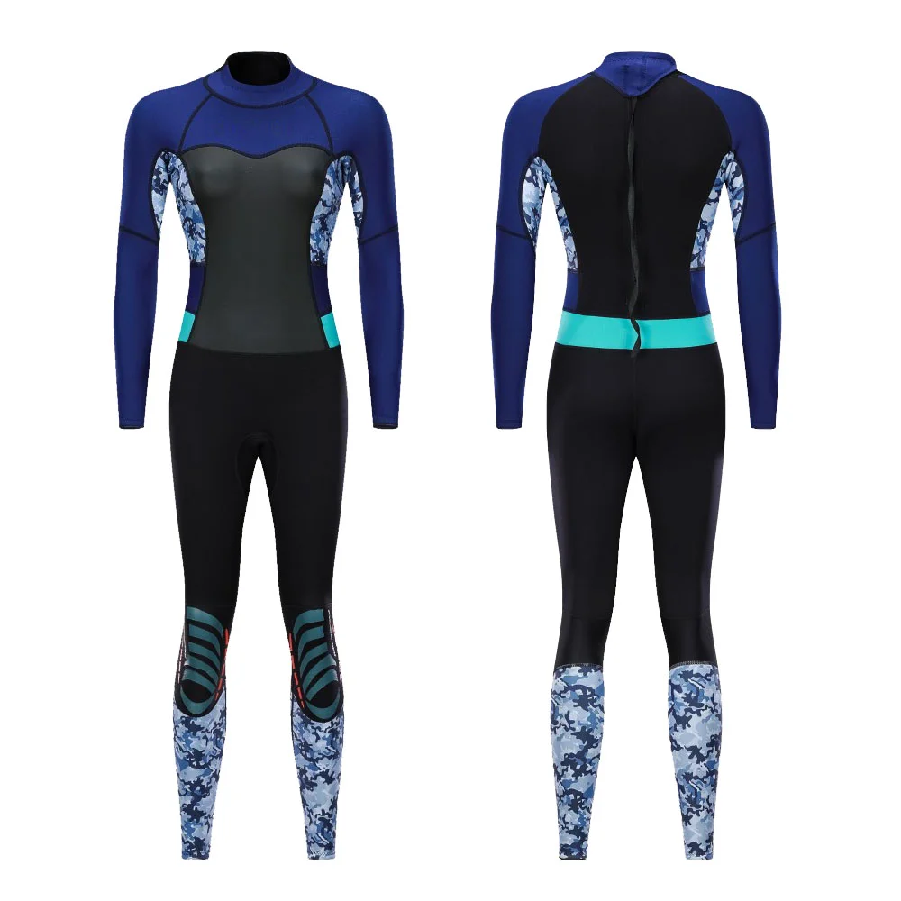 3 mm Neoprene Full Body UV Protection One-piece Long Sleeve Diving Wetsuit Back Zipper Swimsuit