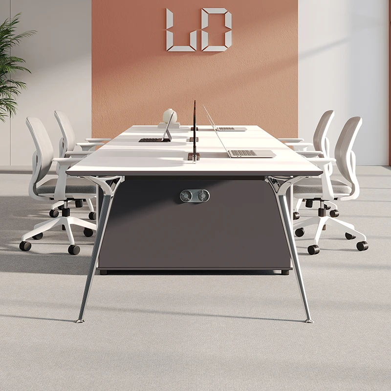Modern white 6 person partition  workstation desk office furniture home office desk design work office table with metal legs