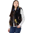 Fur Vest Fox Furfur New Design Good Quality Round Neck Mixed Color Real Fox Fur Vest For Women