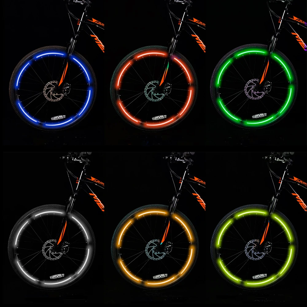 Bike hub reflective 8pcs/set sticker bicycle car auto creative wheel motorcycle tire rainbow luminous decoration stickers