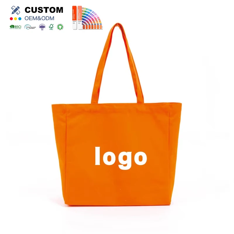 Custom Logo Printed Size Large Eco Reusable Organic Natural Cotton Canvas Cloth Packaging Tote Bag manufacture