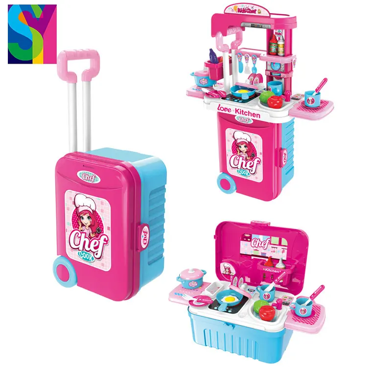 Kitchen Playset For Girls Pretend Play Toy Cooking Set Toddler Kids 30 Piece New 