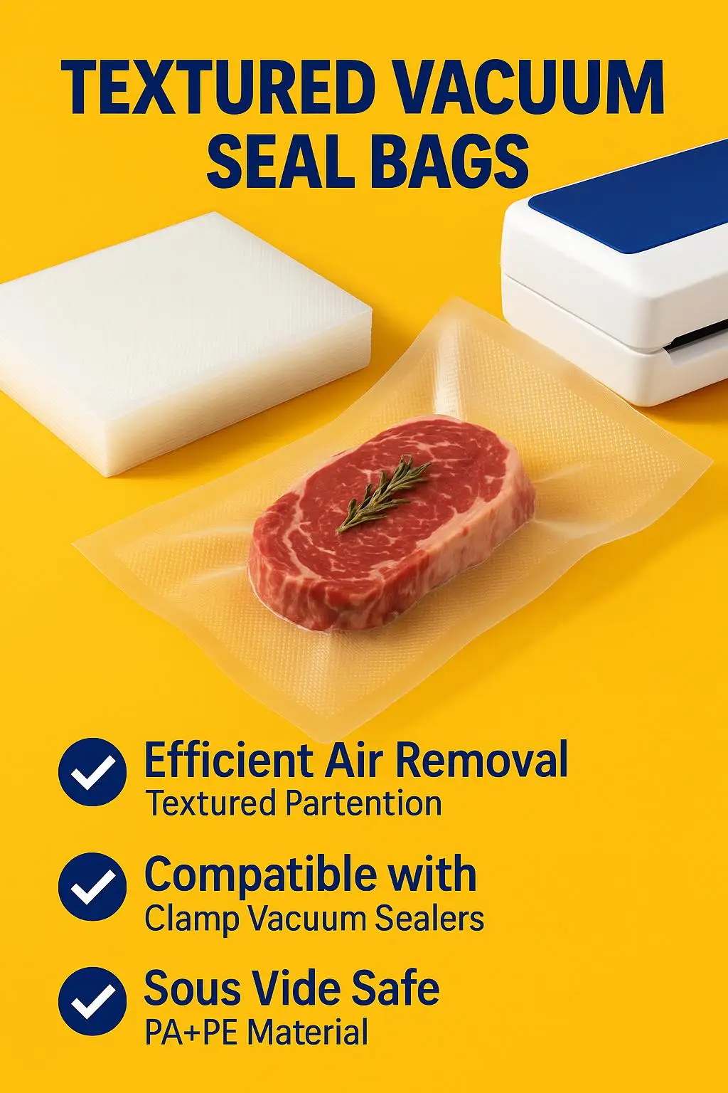 Microwave Safe Embossed Vacuum Bags for Meal Prep Freezer Sous Vide Custom Food Grade - detail 3