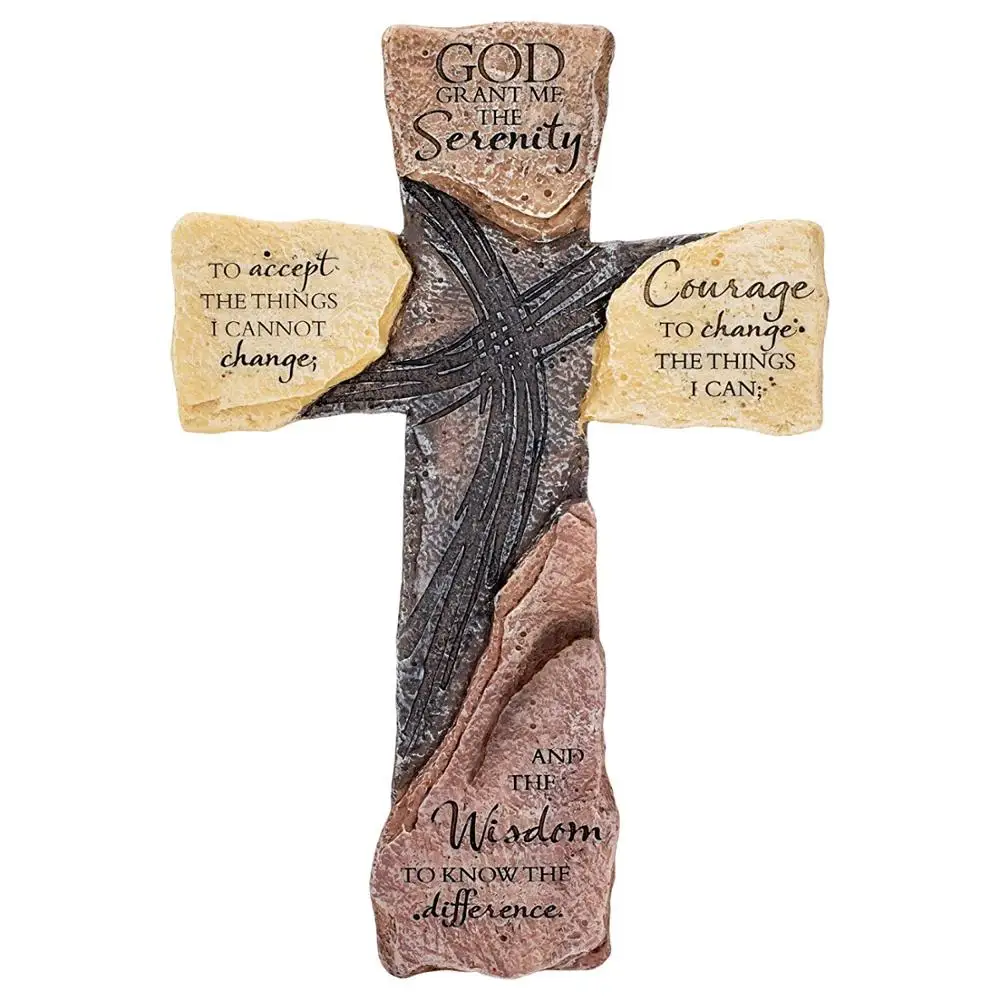 resin religious cross god grant me the serenity prayer slate 10