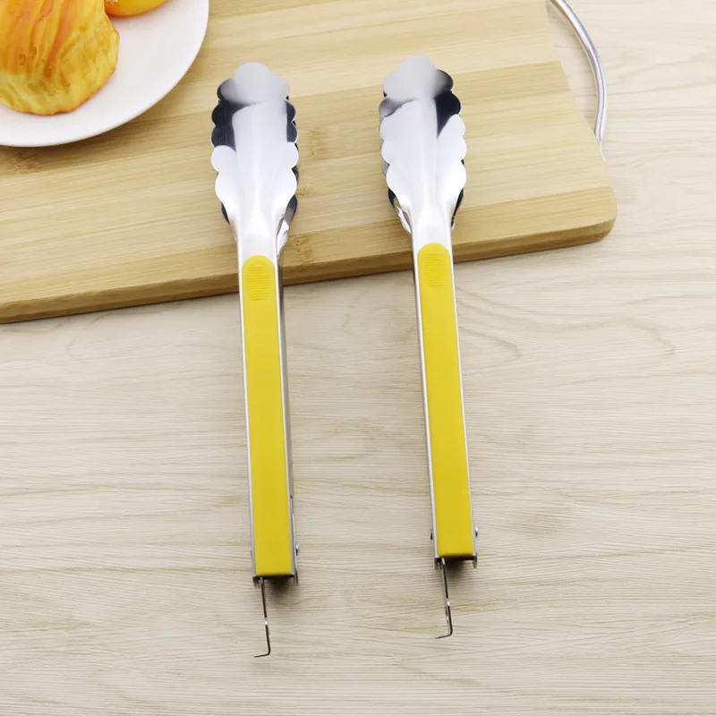 Serving Heavy Duty 9 inches Stainless Steel Food Tongs Multi-Functional Bread Baking Tongs