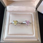 Diamond Rings Ring 925 Sterling Silver Pink Diamond Rings Womens Heart Engagement Ring