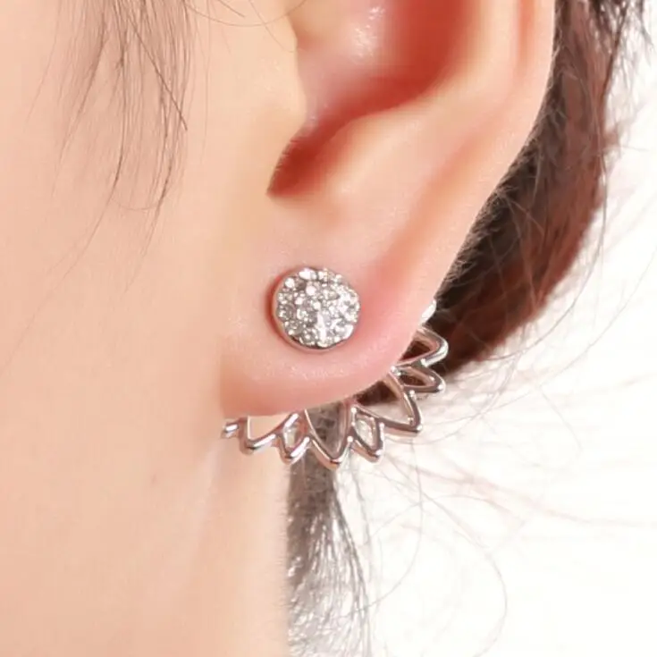 double sided silver earrings