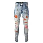 Jeans Ds311 Street Wear Distressed Skinny Jeans Men Splatter Mens Stock Jeans