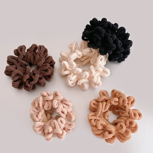 Korean plush phone cord hair ring Cute girls buns scrunchy hair band fashion soft children curly hair ties accessories