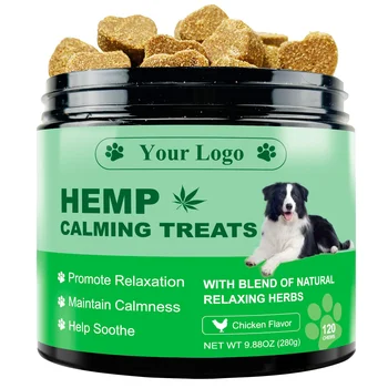 Customized Natural Calming Chewable Treats: Hemp-Calming Soft Chews and Nutritional Supplements for Dogs' Anxiety Aid