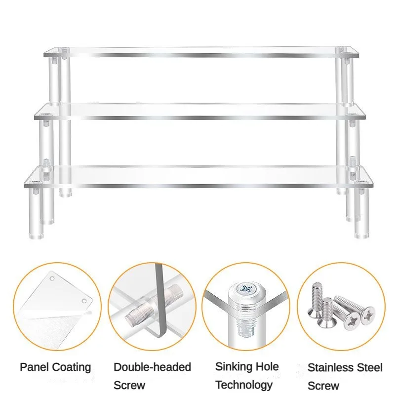 Factory direct sales3Layer Acrylic Riser Display Stand Cosmetics Acrylic Display Stand Action Figure Paper Cup Cake Dessert