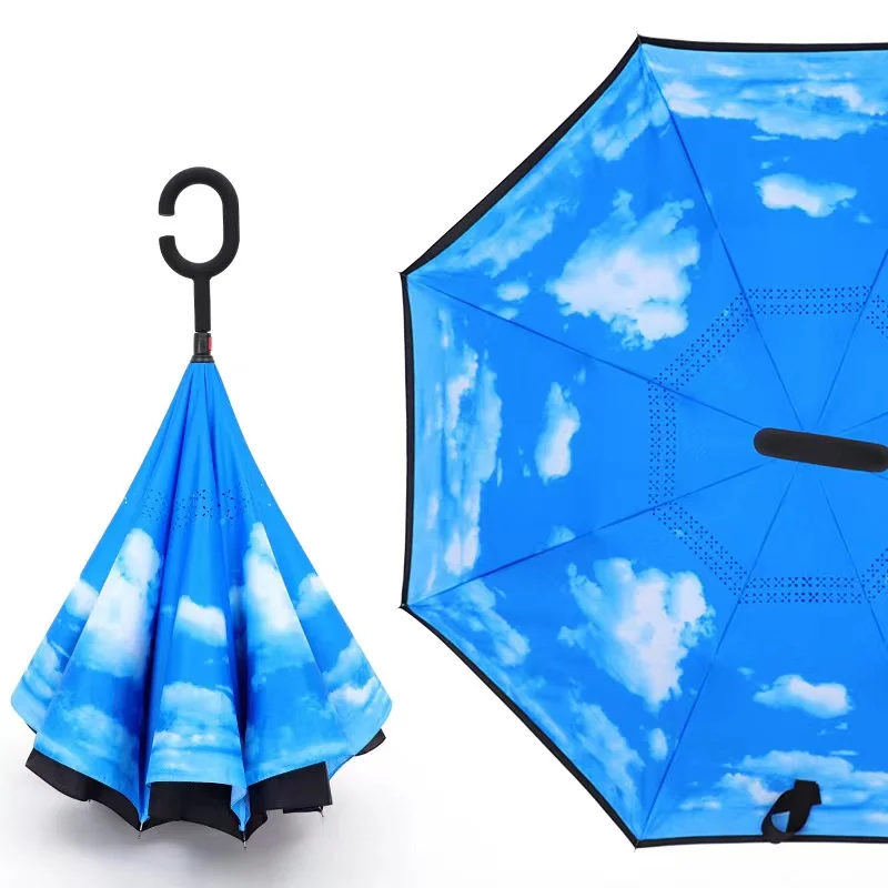 Inside Out Umbrella Manually Open Umbrellas with Long Handle