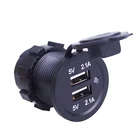 China Supply Marine Boat Waterproof Multi Port Car 4.2a Dual USB Charger Socket Car Charger USB Socket