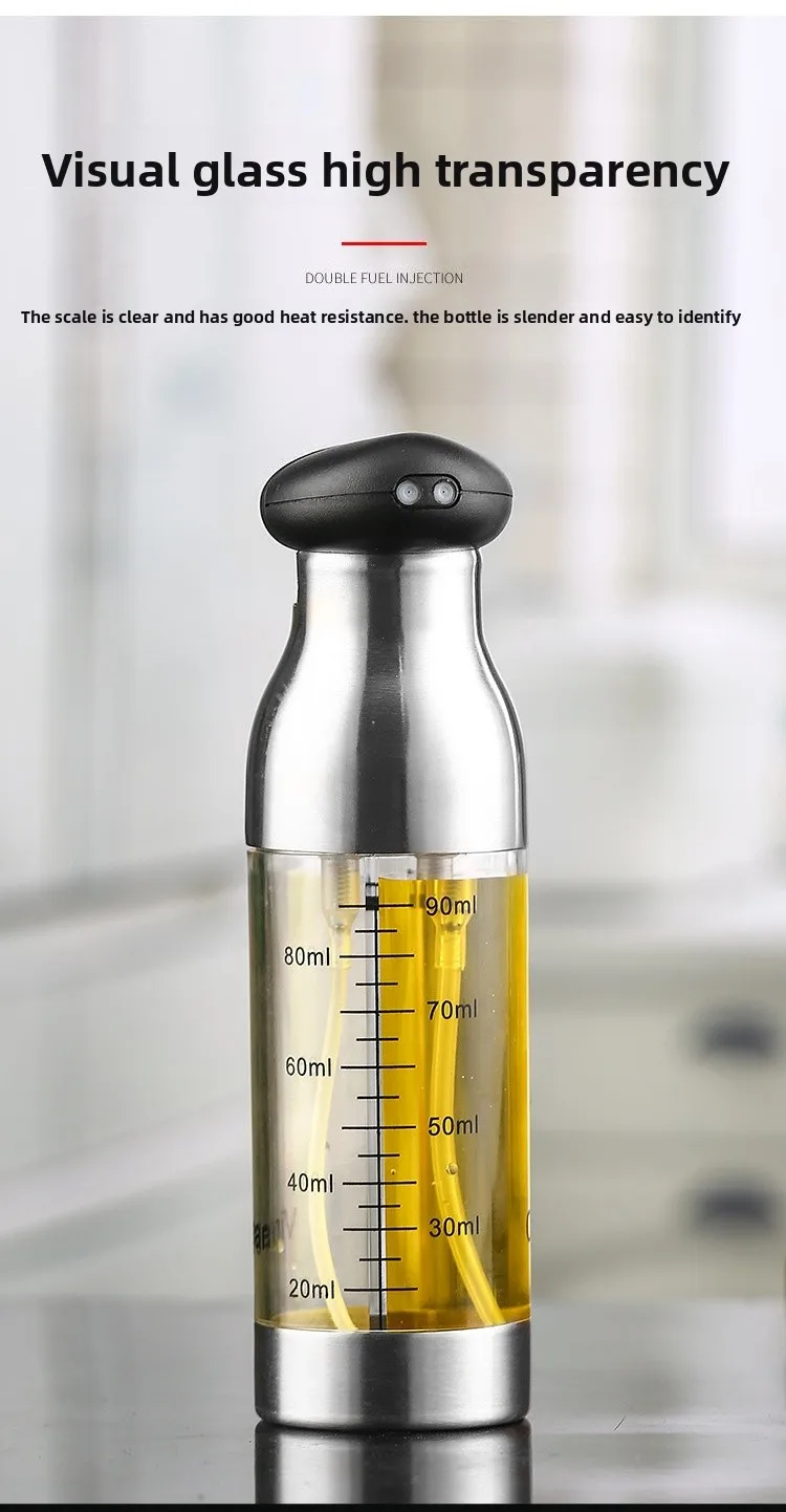 product creative 2 in 1 oil sprayer bottle stainless steel dual nozzle oil bottle olive oil vinegar dispenser for cooking bbq baking-4