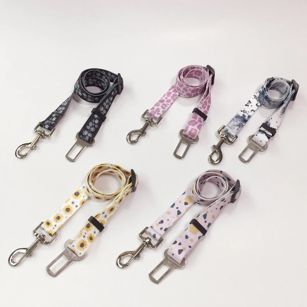 Polyester Adjustable Pet Vehicle Safety Hook Dog Seat Belt Dog Car Safety Seat Belt