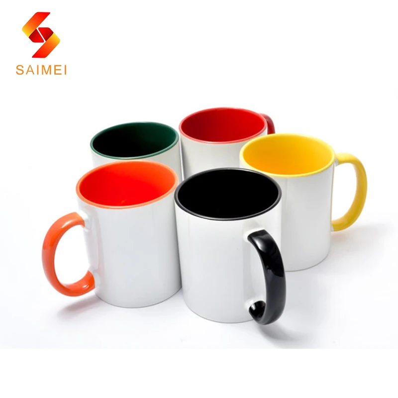 New Designer Ceramic Mug White Color Handle Sublimation Customizable Mugs Colorful