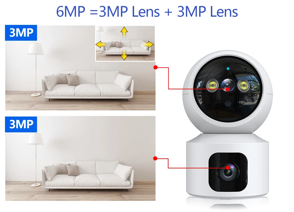 2023 NEW 6MP Wireless Dual Lens Baby Monitor Mini camera mini Baby 3mp Indoor Auto Tracking 3MP Wifi Dual Lens Baby camera