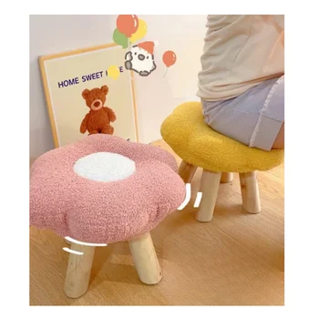 Solid Wooden Household Low Chair Small Benches for Children Sitting Stools  living room  round stool