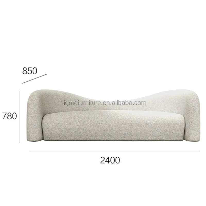 Modern luxury indoor furniture living room lamb wool curved sofa