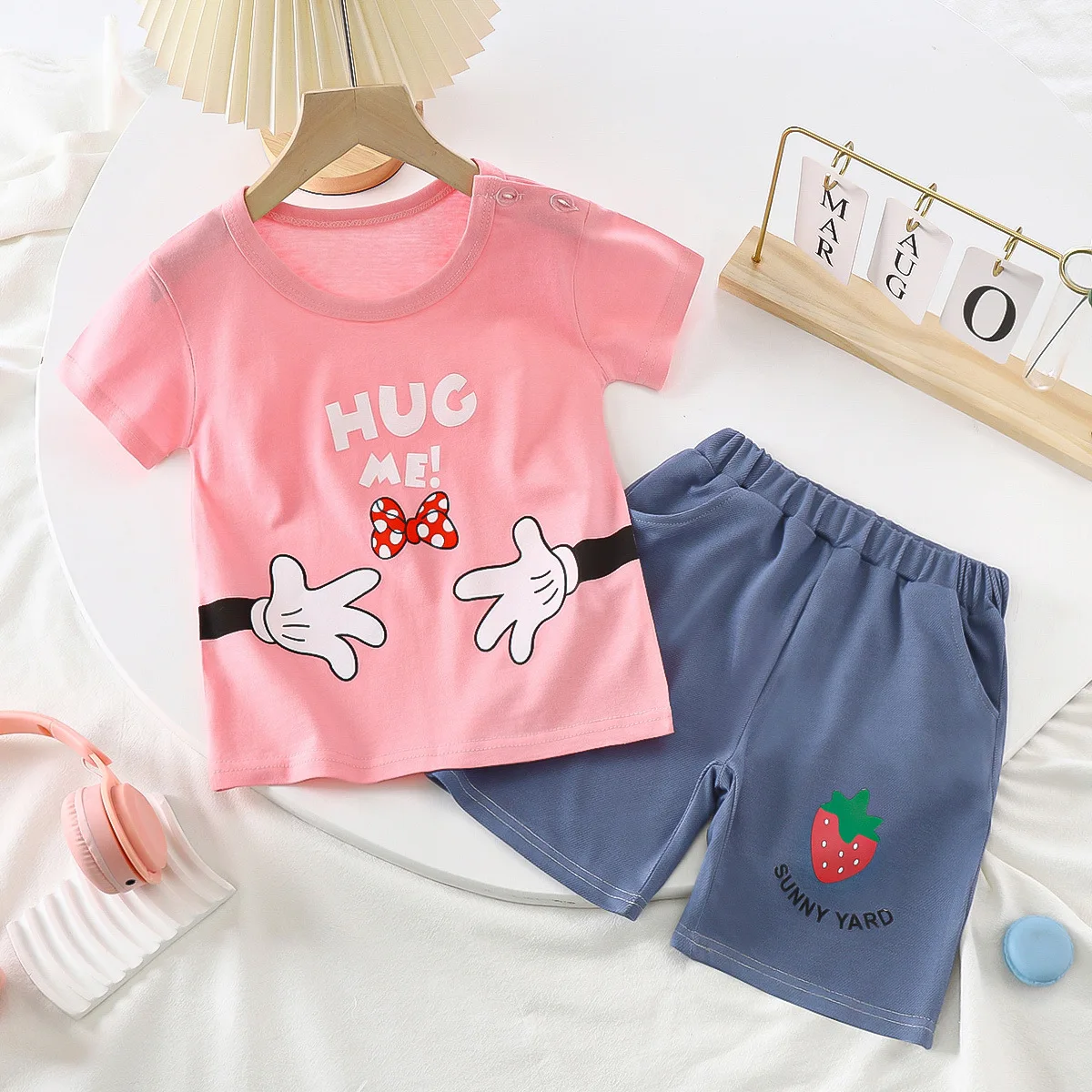 Summer kids boutique clothing sets Children's Short-sleeved T-shirt Two-piece Suit Baby Sets Clothes