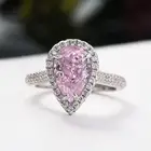 Diamond Ring Wholesale Good Quality High Carbon Diamond Ring 3 Carat Pink Pear Ring Engagement Ring