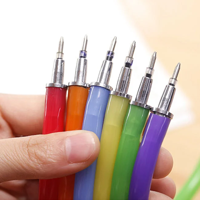 6PCS Portable Creative Stationery Ballpoint Pens Promotional Plastic for Office School 0.7 mm Writing Width Bracelet Style Pens