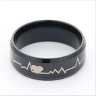 Jewelry Factory Hot Selling Unisex Black Classic Jewelry Rings Heart Ripple Rings