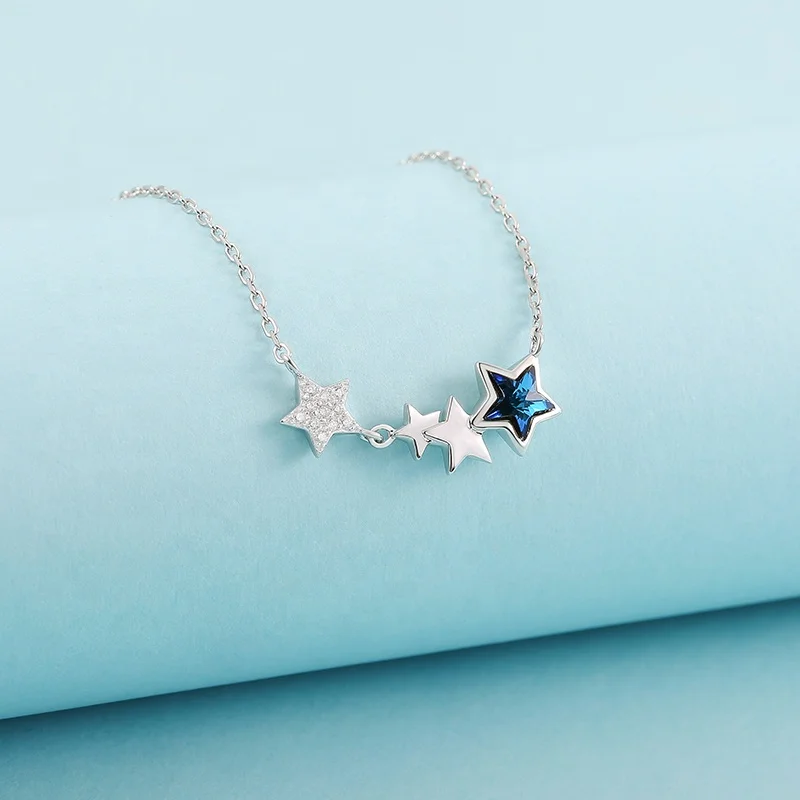 CDE YN0948-S Fine 925 Sterling Silver Jewelry Classic Luxury Temperament Rhinestone Women For Gift Star Necklace