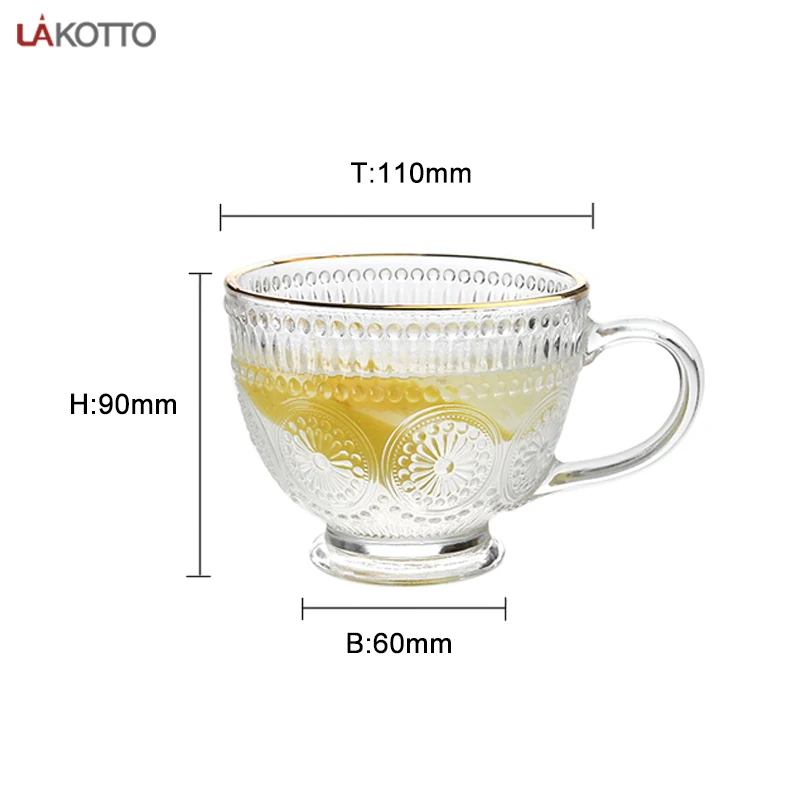 Bowl Wholesale Creative Gold rim Glass Fruit Snack Compote Bowl Embossing Fruit Clear Candy Plate with handle