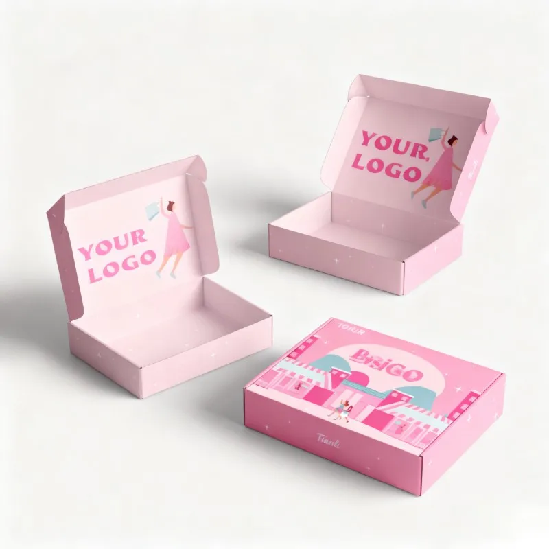 product pink exquisite cute pattern recyclable biodegradable paper box clothing shirt skirt pant packaging box-5