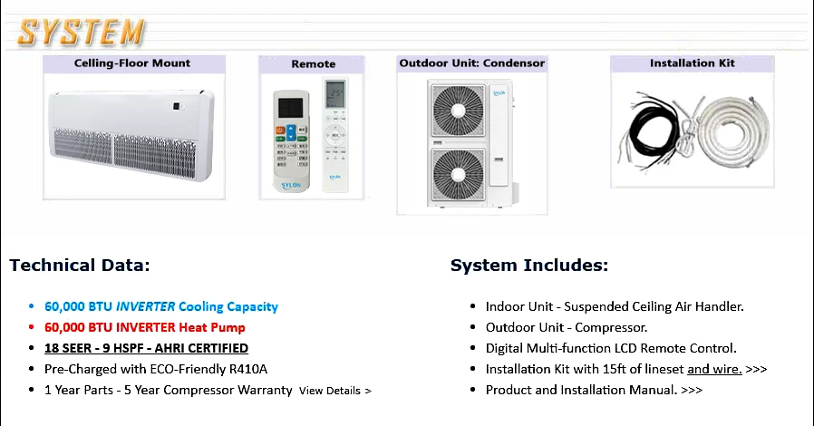 Split Air Conditioner, 18000, BTU, Ceiling, SEER2 - detail 12