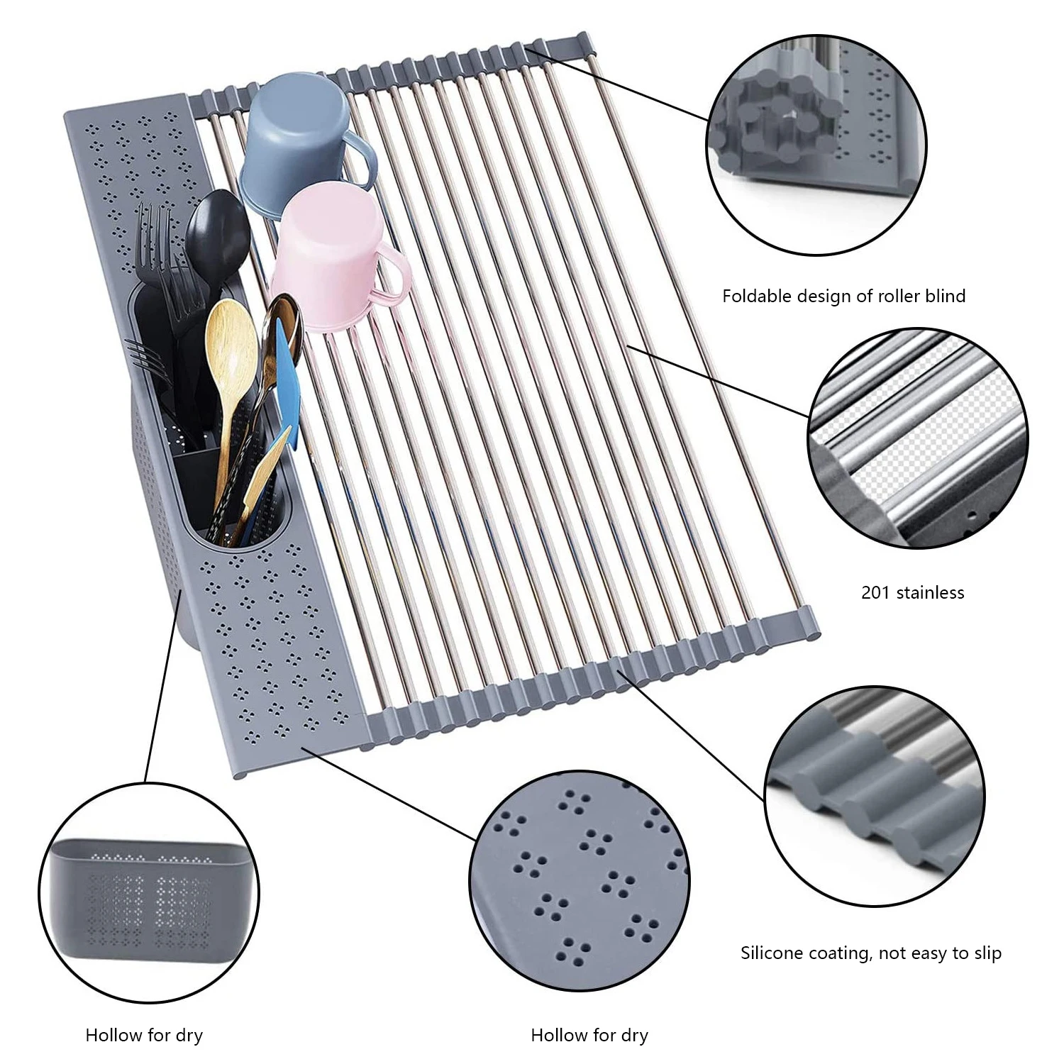 Rack Silicone Silicone Kitchen Accessories Over The Sink Dish Drying Rack Roll Up Silicone Folding Draining Rack