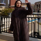 Exclusive Excellent Comfortable Loose Warm Mid-length Straight Real Mink Fur Overcoat