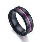 Band Wedding Men's Band 8mm Stainless Steel Ring Thin Blue/Gold/Black Centre Groove Comfort Fit Size 6-13 Wedding Rings