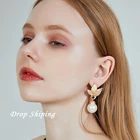Jewelry European Drop Shipping Wholesale Women S925 Silver Leaf Pearl Earrings Fashionable Jewelry For Girls