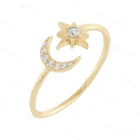 Size Ring Gemnel Fashion Style 925 Sterling Silver Free Size Moon Star Adjustable Ring