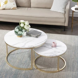 Round Side Tea Table Nightstand Coffee End Table for Living Room