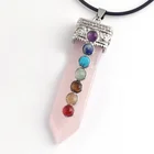 Necklace Wholesale Custom Color Unique Natural Crystal Sword Shaped 7 Healing Chakra Pendant Necklace