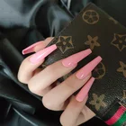 False Pink Coffin Nail Super Long Ballet Manicure False Nail Patch