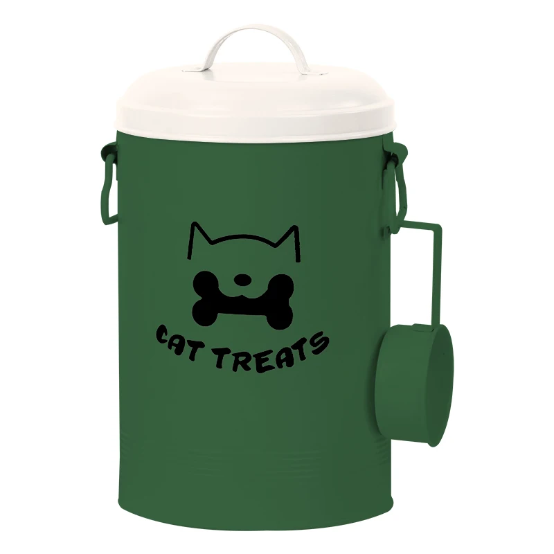 2023 New Arrival Christmas Gift Set Red and Green Color Airtight Cute Metal Pet Food Container for Dog and Cat