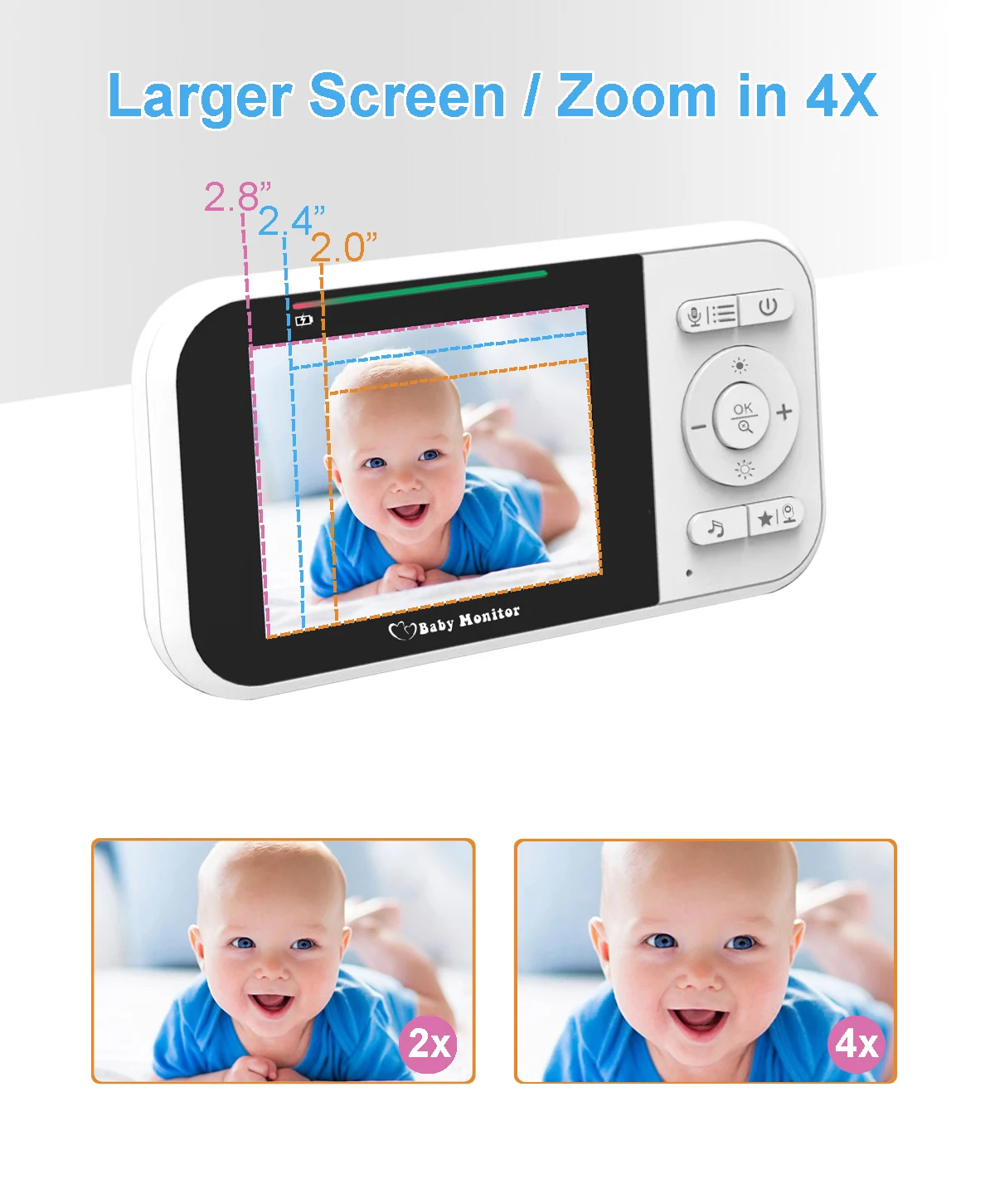 Latest 2.8 Inch Baby Monitor with Better Night Vision 990ft NULL 6 Classic Music DC 5V 1A 2.8 Inch IPS Display 320*240 Pixel 218